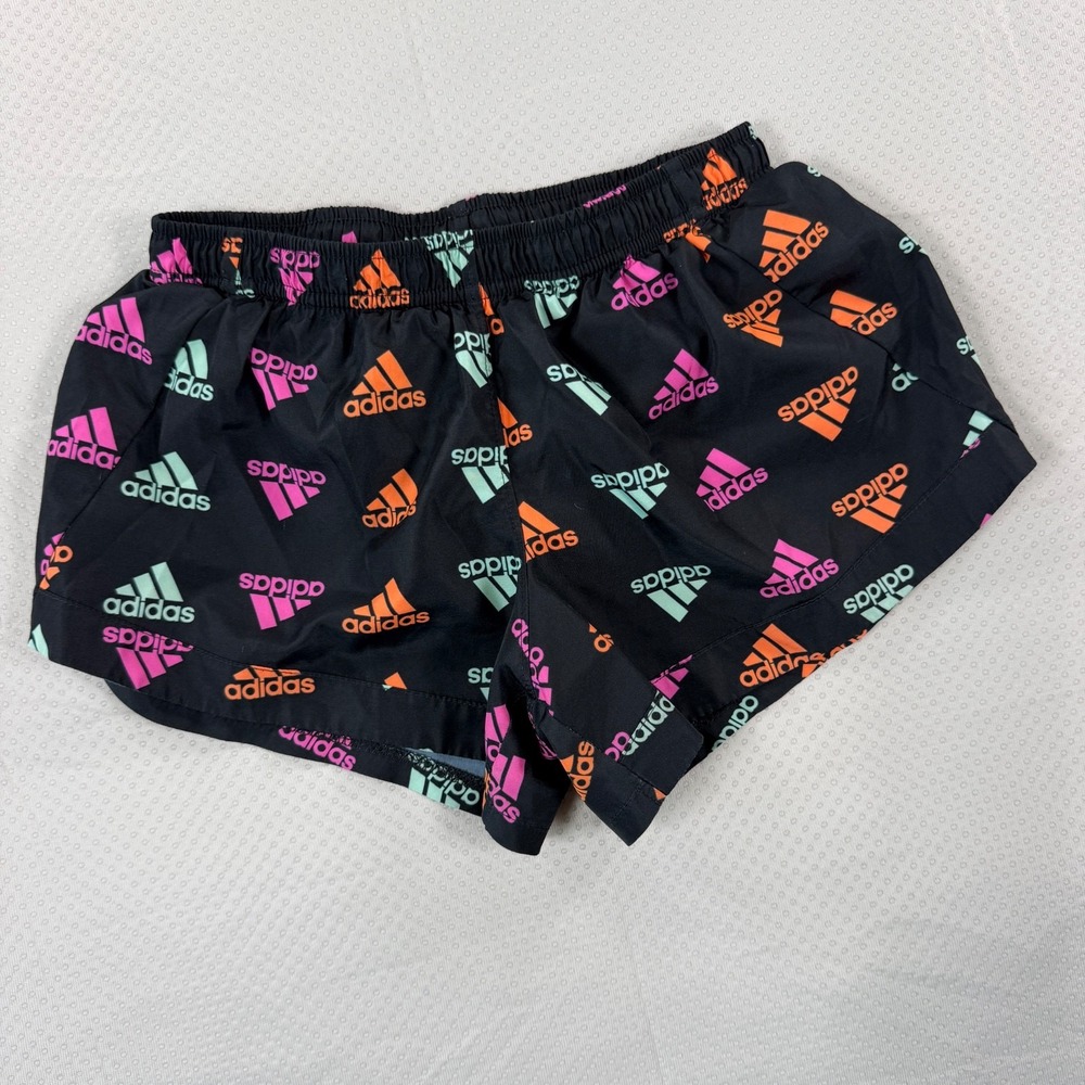 Adidas Girls Small 7/8 S Black Shorts Athletic Running Youth Kids